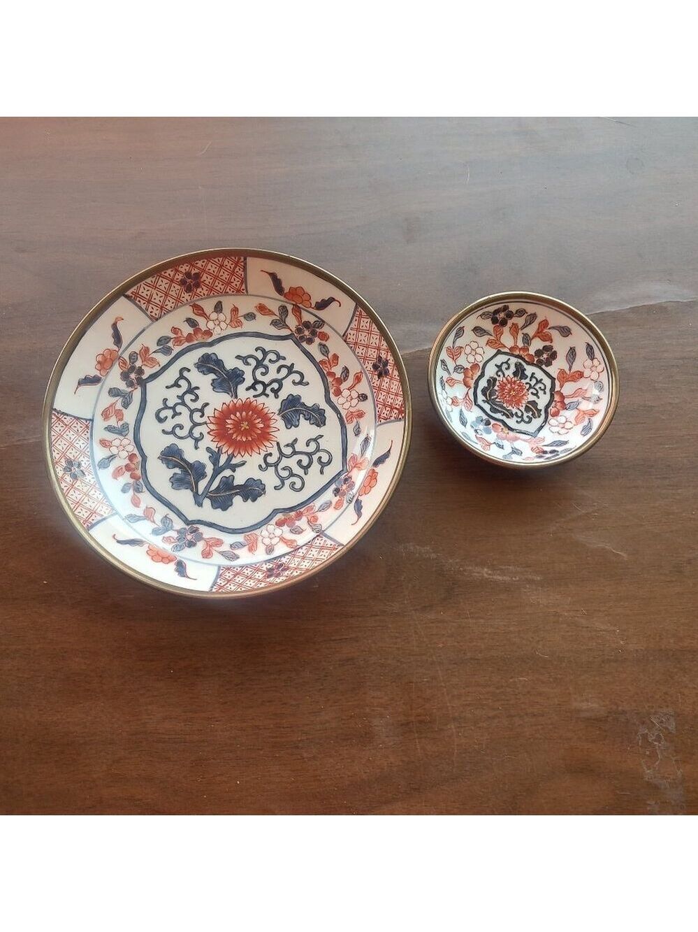 Vintage Japanese PorcelainWare Pewter Encased Bowl